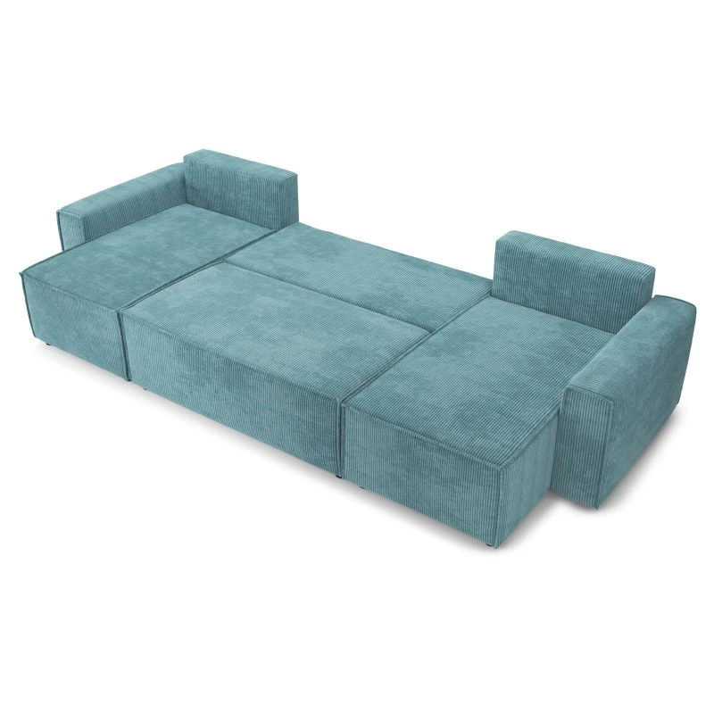 Canapé Panoramique MIRA Convertible Velours Côtelé Bleu 6 Places 6 Canapé Panoramique MIRA Convertible Velours Côtelé Bleu 6 Places – Image 4