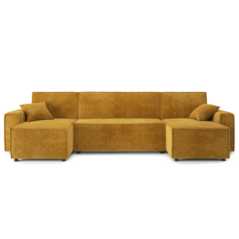 Canapé Panoramique MIRA Convertible Velours Côtelé Moutarde 6 Places 4 Canapé Panoramique MIRA Convertible Velours Côtelé Moutarde 6 Places – Image 2