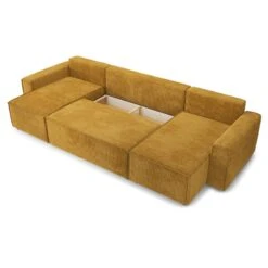 Canapé Panoramique MIRA Convertible Velours Côtelé Moutarde 6 Places 14 Canapé Panoramique MIRA Convertible Velours Côtelé Moutarde 6 Places -Mobilia Soldes canape panoramique mira convertible velours cotele moutarde 5 plcs 4