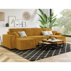 Canapé Panoramique MIRA Convertible Velours Côtelé Moutarde 6 Places 16 Canapé Panoramique MIRA Convertible Velours Côtelé Moutarde 6 Places -Mobilia Soldes canape panoramique mira convertible velours cotele moutarde 5 plcs 6