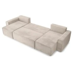 Canapé Panoramique MIRA Convertible Velours Grège 6 Places 13 Canapé Panoramique MIRA Convertible Velours Grège 6 Places -Mobilia Soldes canape panoramique mira convertible velours grege 5 places 3