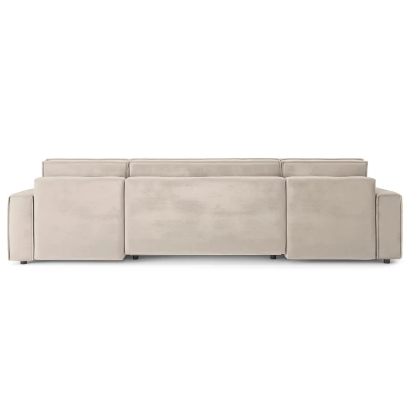 Canapé Panoramique MIRA Convertible Velours Grège 6 Places 8 Canapé Panoramique MIRA Convertible Velours Grège 6 Places – Image 6