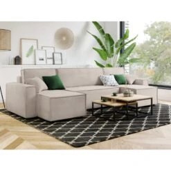 Canapé Panoramique MIRA Convertible Velours Grège 6 Places 16 Canapé Panoramique MIRA Convertible Velours Grège 6 Places -Mobilia Soldes canape panoramique mira convertible velours grege 5 places 6