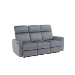 Canapé Relax LOVA En Velours Gris Avec Fonction électrique -Mobilia Soldes canape relax lova velours gris electrique 3 places 1