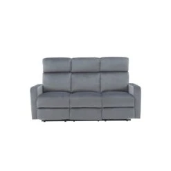 Canapé Relax LOVA En Velours Gris Avec Fonction électrique -Mobilia Soldes canape relax lova velours gris electrique 3 places 2