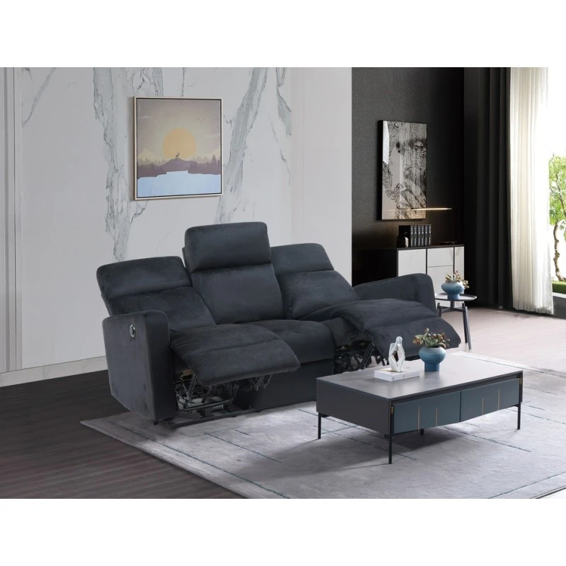 Canapé Relax LOVA En Velours Noir Avec Fonction électrique 9 Canapé Relax LOVA En Velours Noir Avec Fonction électrique – Image 7