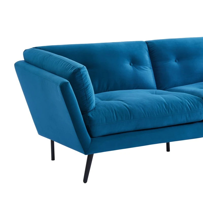 Lot De Canapés THELMA En Velours Bleu Fixe 6 Lot De Canapés THELMA En Velours Bleu Fixe – Image 4