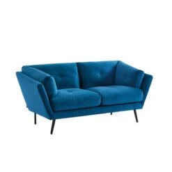 Lot De Canapés THELMA En Velours Bleu Fixe 15 Lot De Canapés THELMA En Velours Bleu Fixe -Mobilia Soldes canape thelma 32 velours bleu lot canapes 3places 2places 4