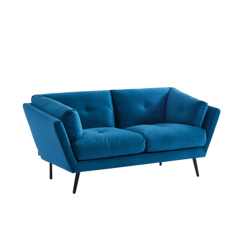 Lot De Canapés THELMA En Velours Bleu Fixe 7 Lot De Canapés THELMA En Velours Bleu Fixe – Image 5