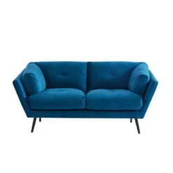 Lot De Canapés THELMA En Velours Bleu Fixe 16 Lot De Canapés THELMA En Velours Bleu Fixe -Mobilia Soldes canape thelma 32 velours bleu lot canapes 3places 2places 5