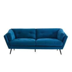 Lot De Canapés THELMA En Velours Bleu Fixe 19 Lot De Canapés THELMA En Velours Bleu Fixe -Mobilia Soldes canape thelma 32 velours bleu lot canapes 3places 2places 8