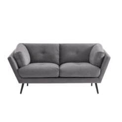 Lot De Canapés THELMA En Velours Girs Fixe -Mobilia Soldes canape thelma 32 velours gris lot canapes 3places 2places 4