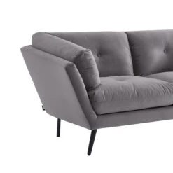 Lot De Canapés THELMA En Velours Girs Fixe -Mobilia Soldes canape thelma 32 velours gris lot canapes 3places 2places 5