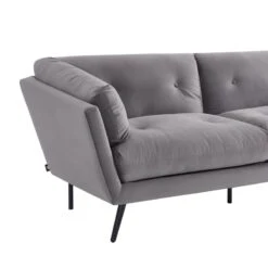 Lot De Canapés THELMA En Velours Girs Fixe -Mobilia Soldes canape thelma 32 velours gris lot canapes 3places 2places 8