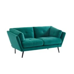 Lot De Canapés THELMA En Velous Vert Fixe -Mobilia Soldes canape thelma 32 velours vert lot canapes 3places 2places 3