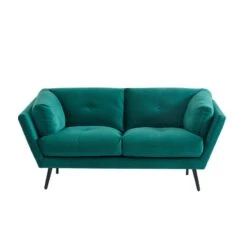 Lot De Canapés THELMA En Velous Vert Fixe -Mobilia Soldes canape thelma 32 velours vert lot canapes 3places 2places 4