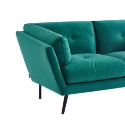 Lot De Canapés THELMA En Velous Vert Fixe -Mobilia Soldes canape thelma 32 velours vert lot canapes 3places 2places 5