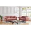 Lot De Canapés THELMA En Velours Vieux Rose Fixe -Mobilia Soldes canape thelma 32 velours vieux rose lot canapes 3places 2places