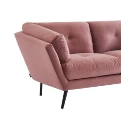Lot De Canapés THELMA En Velours Vieux Rose Fixe -Mobilia Soldes canape thelma 32 velours vieux rose lot canapes 3places 2places 6