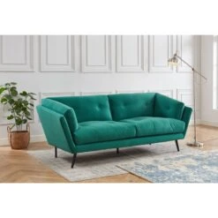 Canapé THELMA En Velours Vert Au Style Scandinave -Mobilia Soldes canape thelma velours vert style scandinave 2