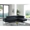 Canapé VICTOR En PU Noir Avec Angle à Droite Et Fixe -Mobilia Soldes canape victor pu noir angle a droite et convertible