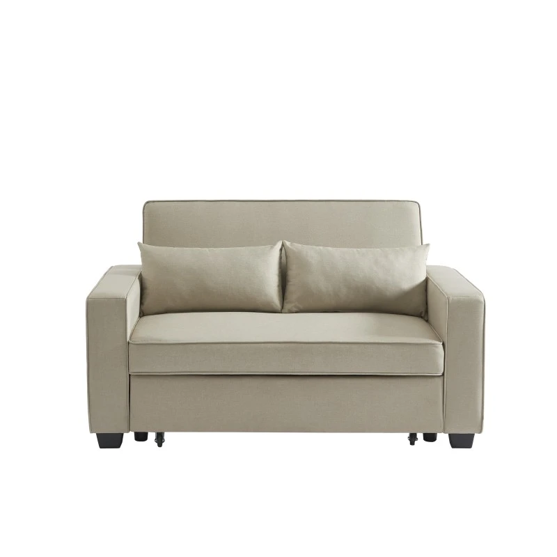 Canapé Droit LENA Convertible Tissu Grège 2 Places 4 Canapé Droit LENA Convertible Tissu Grège 2 Places – Image 2