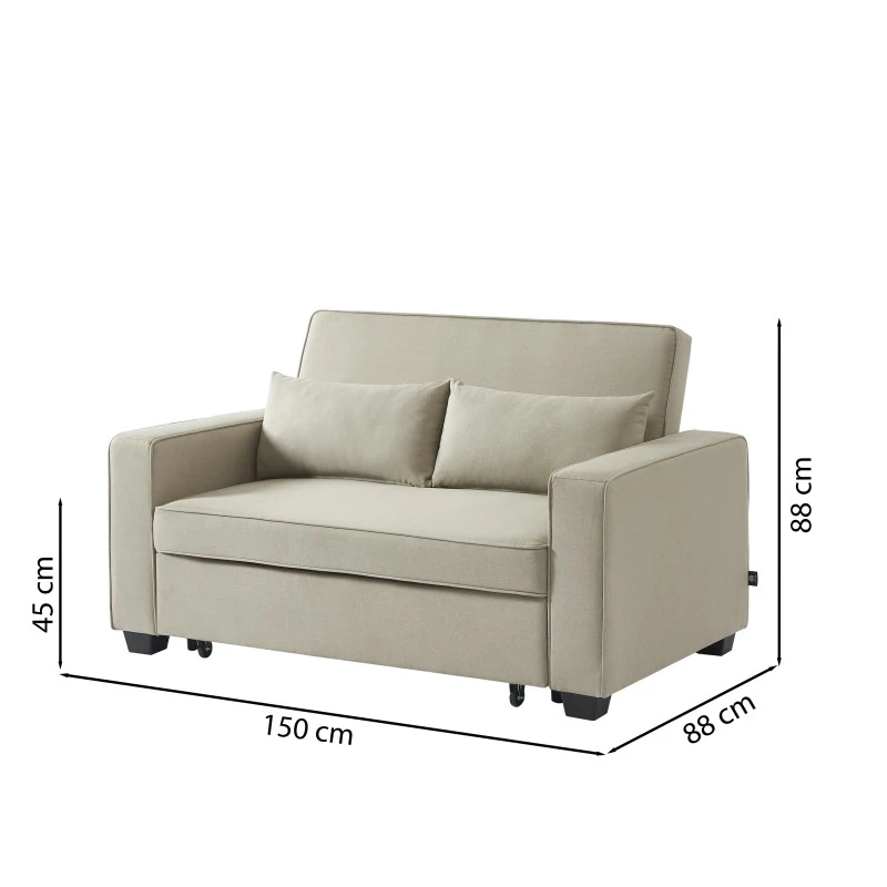 Canapé Droit LENA Convertible Tissu Grège 2 Places 9 Canapé Droit LENA Convertible Tissu Grège 2 Places – Image 7