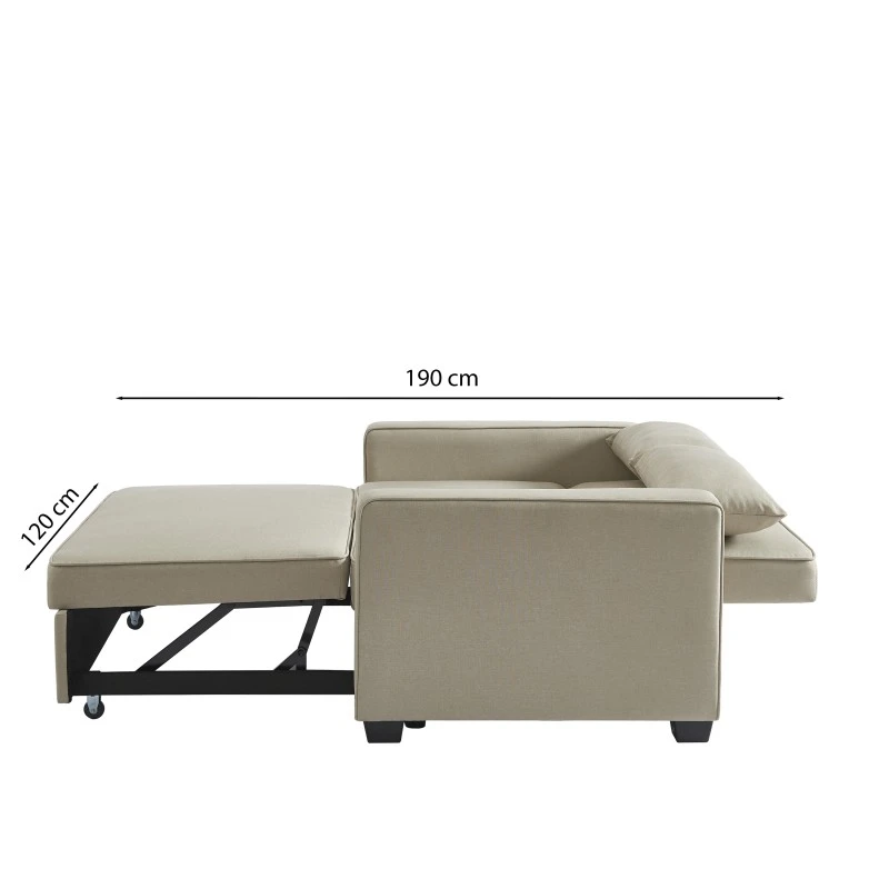 Canapé Droit LENA Convertible Tissu Grège 2 Places 10 Canapé Droit LENA Convertible Tissu Grège 2 Places – Image 8