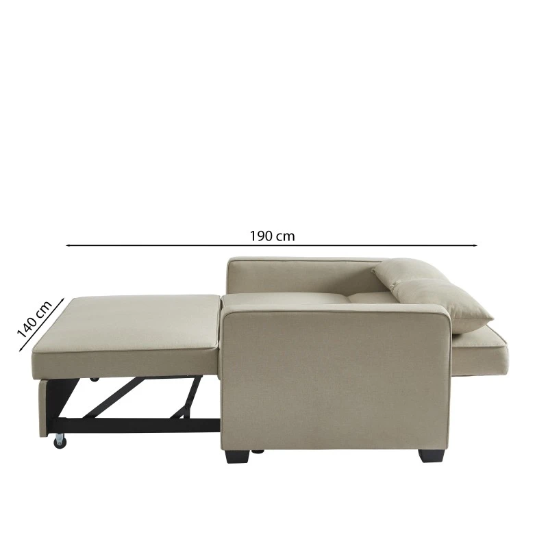 Canapé Droit LENA Convertible Tissu Grège 3 Places 10 Canapé Droit LENA Convertible Tissu Grège 3 Places – Image 8