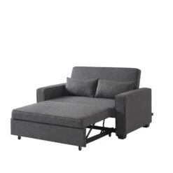 Canapé Droit LENA Convertible Tissu Gris 2 Places -Mobilia Soldes canpe droit lena convertible tissu gris 2 places 3