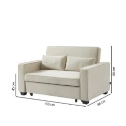 Canapé Droit LENA Convertible Velours Beige 2 Places 16 Canapé Droit LENA Convertible Velours Beige 2 Places -Mobilia Soldes canpe droit lena convertible velours beige 2 places 6