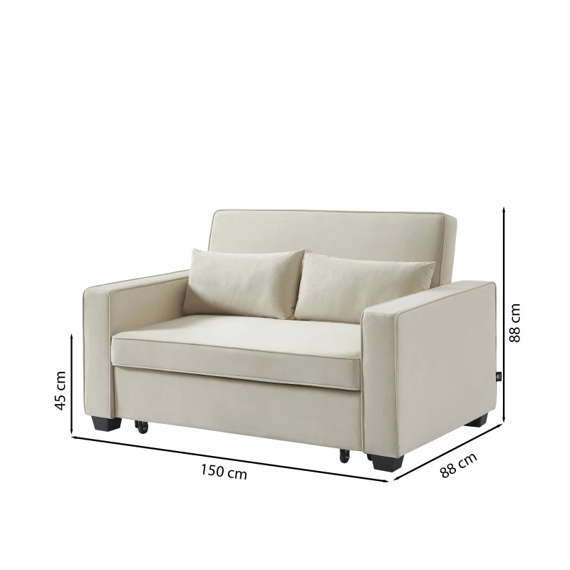 Canapé Droit LENA Convertible Velours Beige 2 Places 9 Canapé Droit LENA Convertible Velours Beige 2 Places – Image 7