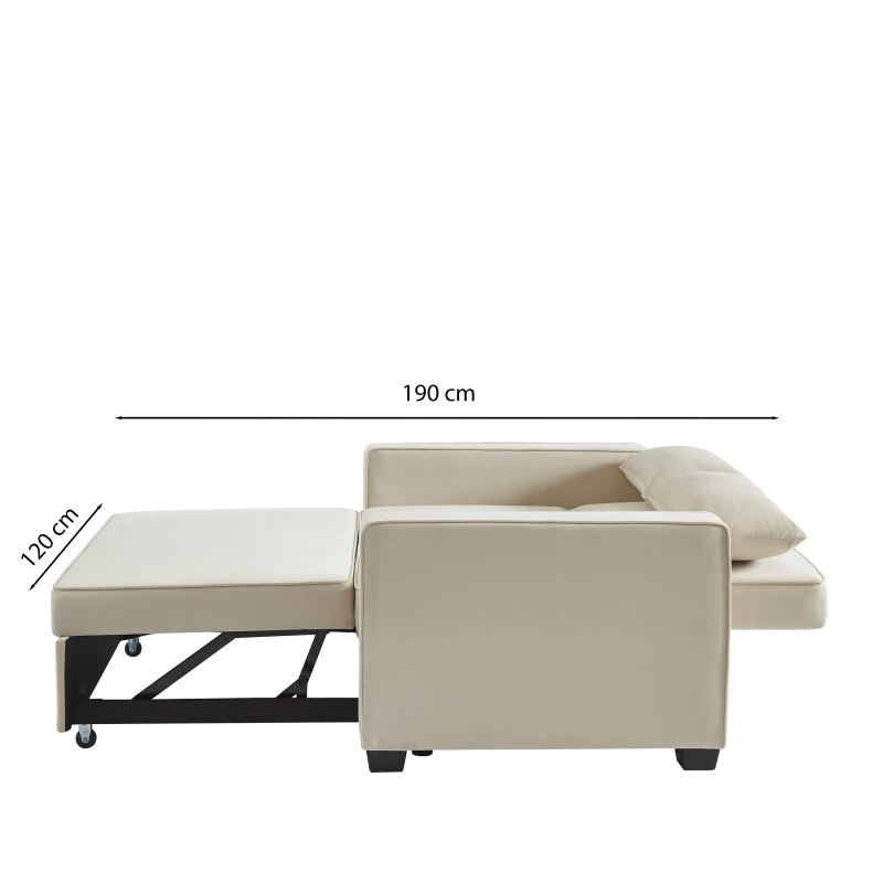 Canapé Droit LENA Convertible Velours Beige 2 Places 10 Canapé Droit LENA Convertible Velours Beige 2 Places – Image 8