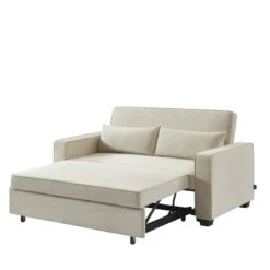 Canapé Droit LENA Convertible Velours Beige 3 Places -Mobilia Soldes canpe droit lena convertible velours beige 3 places 3