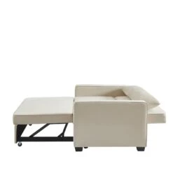 Canapé Droit LENA Convertible Velours Beige 3 Places -Mobilia Soldes canpe droit lena convertible velours beige 3 places 4