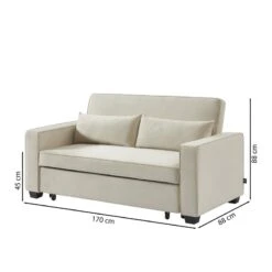Canapé Droit LENA Convertible Velours Beige 3 Places -Mobilia Soldes canpe droit lena convertible velours beige 3 places 6