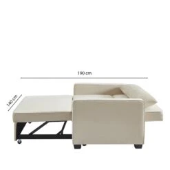Canapé Droit LENA Convertible Velours Beige 3 Places -Mobilia Soldes canpe droit lena convertible velours beige 3 places 7
