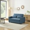 Canapé Droit LENA Convertible Velours Bleu 2 Places 2 Canapé Droit LENA Convertible Velours Bleu 2 Places -Mobilia Soldes canpe droit lena convertible velours bleu 2 places