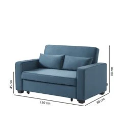 Canapé Droit LENA Convertible Velours Bleu 2 Places -Mobilia Soldes canpe droit lena convertible velours bleu 2 places 6