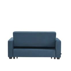 Canapé Droit LENA Convertible Velours Bleu 3 Places -Mobilia Soldes canpe droit lena convertible velours bleu 3 places 5