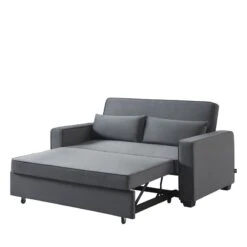 Canapé Droit LENA Convertible Velours Gris 3 Places -Mobilia Soldes canpe droit lena convertible velours gris 3 places 3