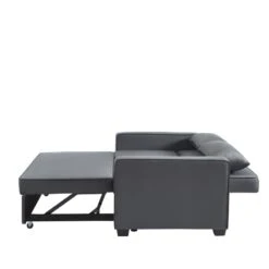 Canapé Droit LENA Convertible Velours Gris 3 Places -Mobilia Soldes canpe droit lena convertible velours gris 3 places 4
