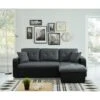 Canapé D'angle CANVAS Tissu Gris PU Noir Avec Coffre Convertible 4 Places 1 Canapé D'angle CANVAS Tissu Gris PU Noir Avec Coffre Convertible 4 Places -Mobilia Soldes canvasancvantnr canape 4pl