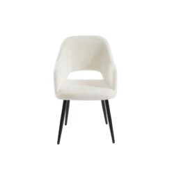 Chaise PHILOMENE Bouclettes écru Pieds En Métal Noir -Mobilia Soldes chaise philomene bouclettes ecru pieds en metal noir 2