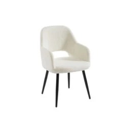 Chaise PHILOMENE Bouclettes écru Pieds En Métal Noir -Mobilia Soldes chaise philomene bouclettes ecru pieds en metal noir 3