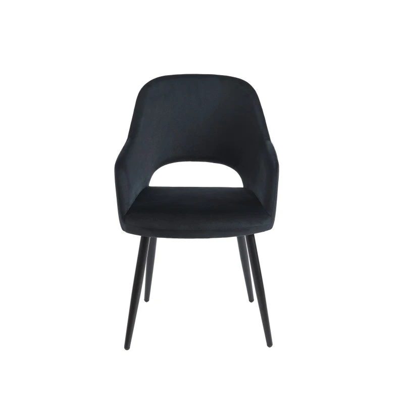 Chaise PHILOMENE Velours Noir Pieds En Métal Noir 6 Chaise PHILOMENE Velours Noir Pieds En Métal Noir – Image 4
