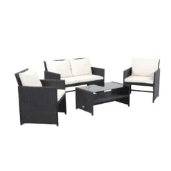 Salon De Jardin CLEO En Résine Tressée Noire 4 Places 10 Salon De Jardin CLEO En Résine Tressée Noire 4 Places -Mobilia Soldes cleo salon de jardin 4 places avec dossiers en resine tressee noire 2