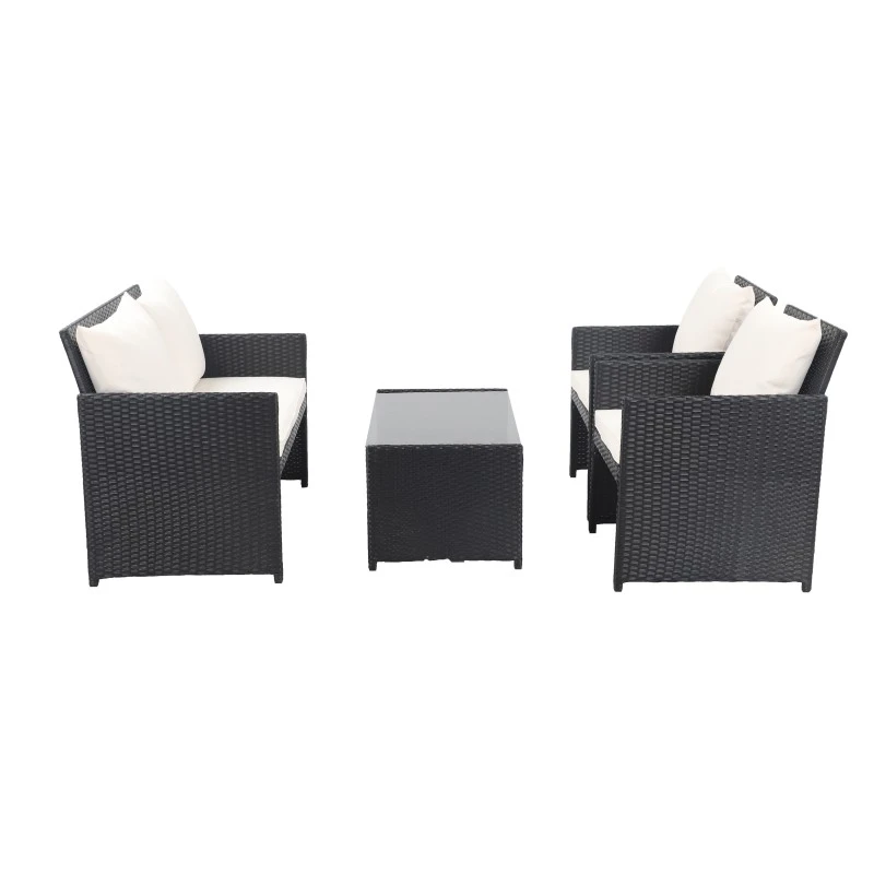 Salon De Jardin CLEO En Résine Tressée Noire 4 Places 7 Salon De Jardin CLEO En Résine Tressée Noire 4 Places – Image 5