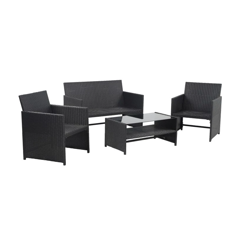 Salon De Jardin CLEO En Résine Tressée Noire 4 Places 8 Salon De Jardin CLEO En Résine Tressée Noire 4 Places – Image 6