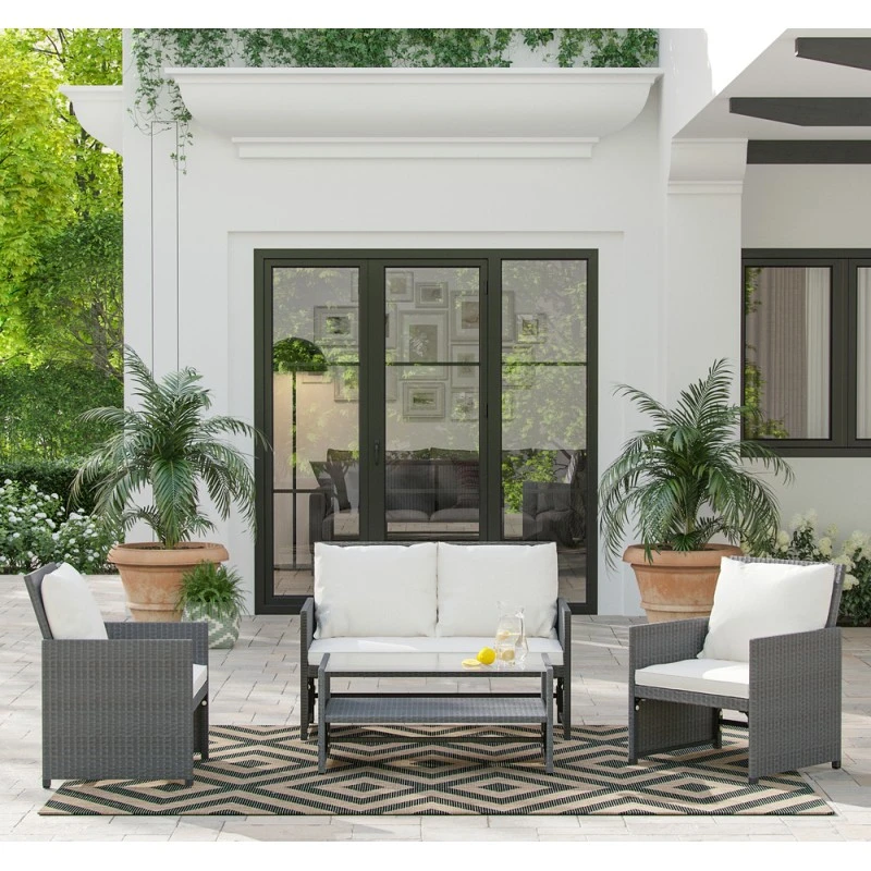 Salon De Jardin CLEO En Résine Tressée Noire 4 Places 3 Salon De Jardin CLEO En Résine Tressée Noire 4 Places